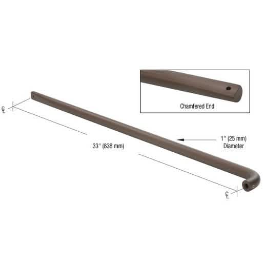 CRL Bronze Astral II Solid Push Bar for 33" Double Acting Doors - Elegant and Durable Desi
