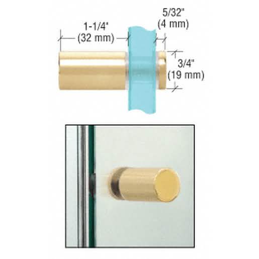 Polished Brass Shower Door Knob - CRL Cylinder Style, Single-Sided, Elegant Bathroom Hardw