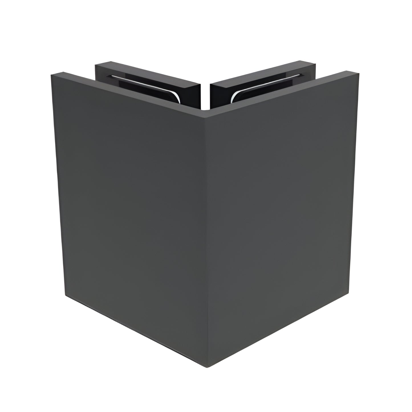 BEL090MBL matte black Bellagio 90deg glass-to-glass brass shower bracket, square corner with snap-on cover