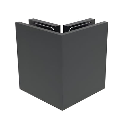 BEL090MBL matte black Bellagio 90deg glass-to-glass brass shower bracket, square corner with snap-on cover