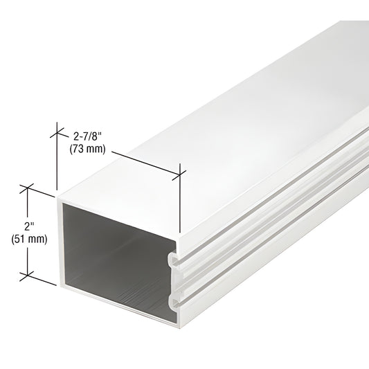 CW26052 white Kynar rectangular aluminum extrusion, hollow 2" x 2 7/8" (51 x 73 mm) with exterior grooves.