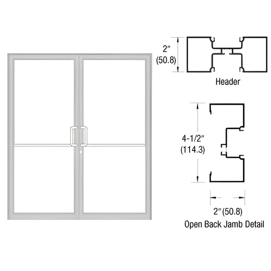 Clear anodized aluminum up-and-over double door frame with open-back jambs, 2" x 4-1/2" profile.