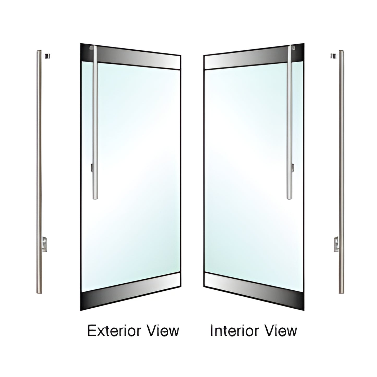 Brushed stainless tubular dummy pull handle for 1/2" glass doors, 1-1/4" dia, right-hand reverse - SKU DH170JS3RBS