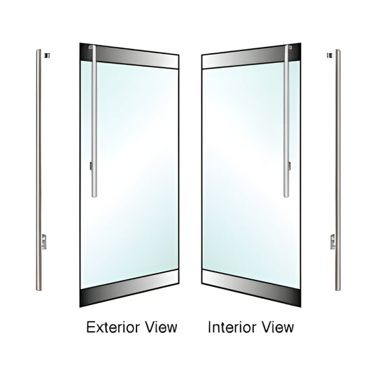 Brushed stainless tubular dummy pull handle for 1/2" glass doors, 1-1/4" dia, right-hand reverse - SKU DH170JS3RBS