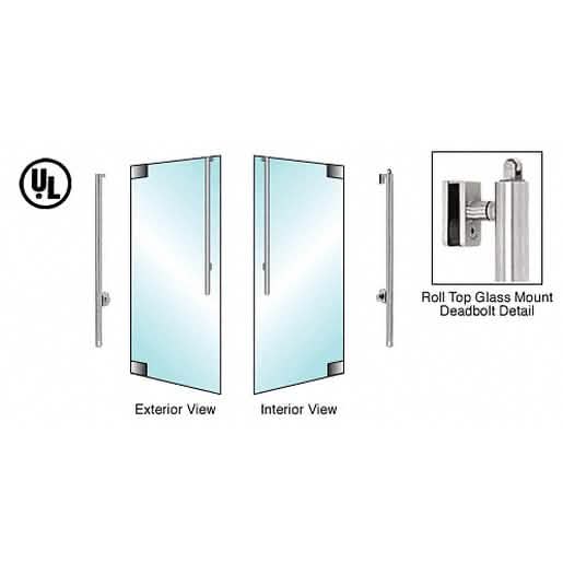 Sleek CRL-Blumcraft® brushed stainless left-hand deadbolt handle for glass doors.
