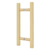 SLP8X8SB satin brass ladder-style square tubular shower door pull, 12" overall, 3/4" tube, back-to-back glass mount