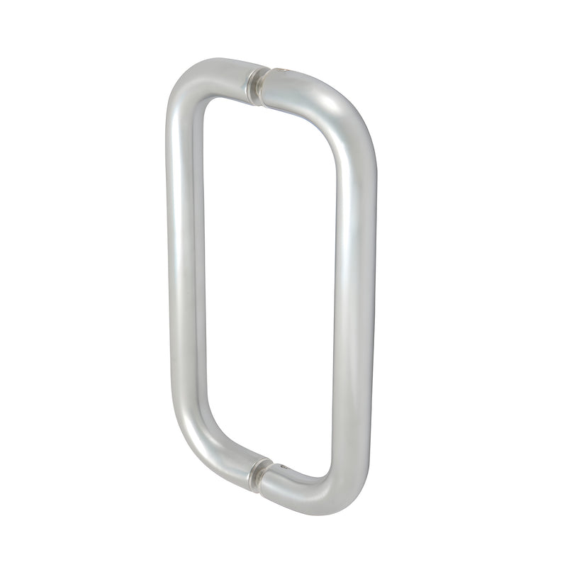 Forged aluminum 1" straight pull handle, clear anodized, back-to-back set, 8" center-to-center. SKU M2165828
