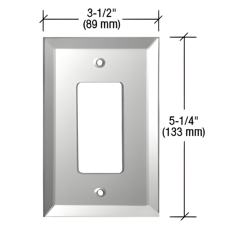 GMP12G gray beveled glass mirror switch plate, single designer style 3-1/2" x 5-1/4" (89 x 133 mm)