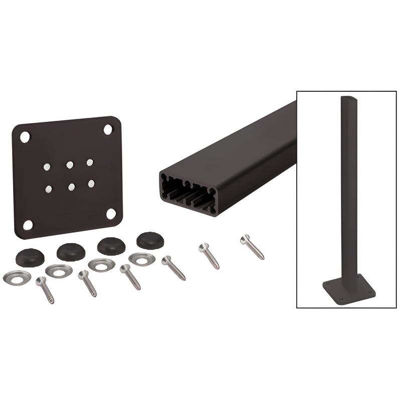 HPT36KBRZ matte bronze 36 in aluminum surface-mount post kit with base plate, gasket, stainless screws, washers, cover button