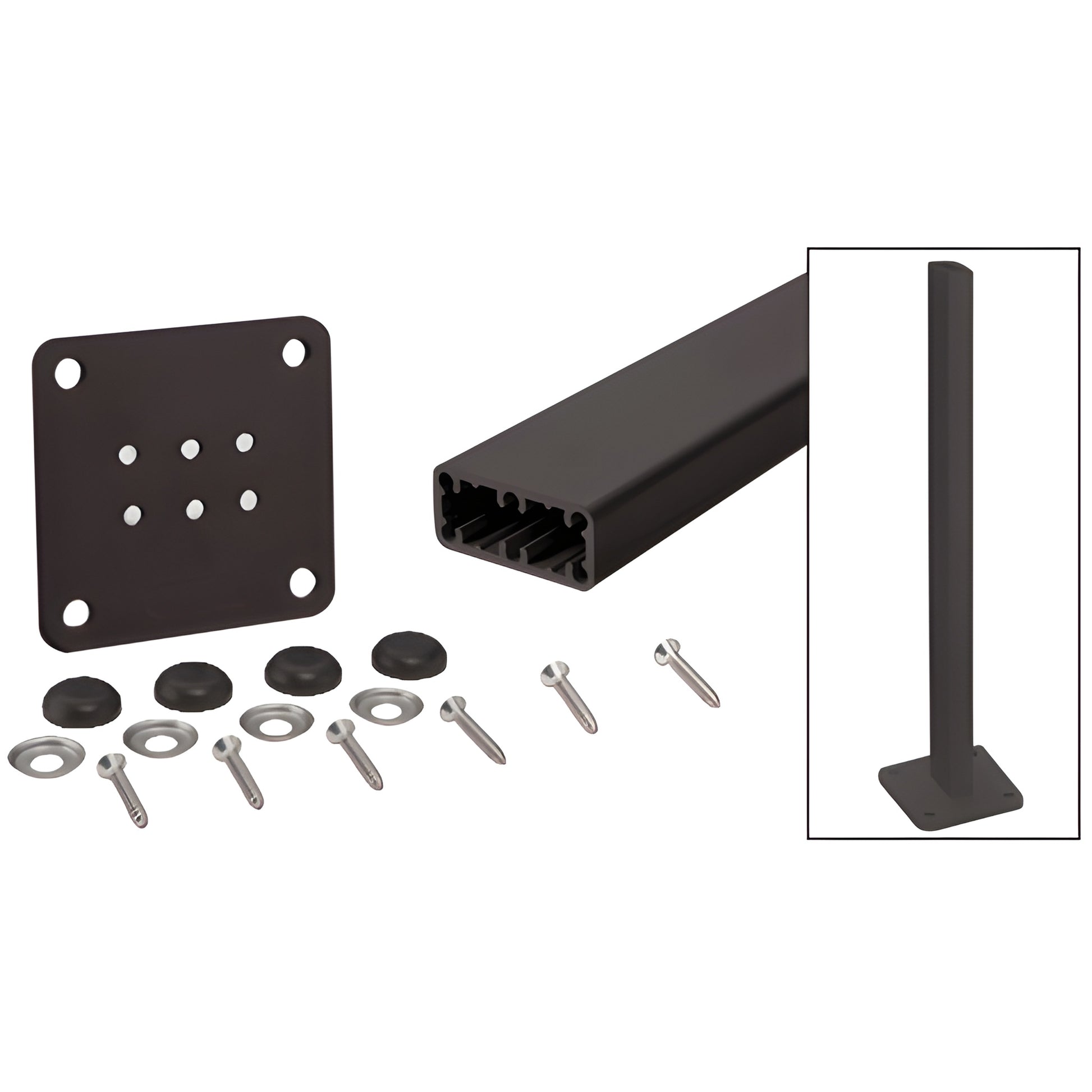 HPT42KBRZ matte bronze aluminum 42 in surface-mount post kit with base plate, gasket, screws, washers and bolt cover buttons