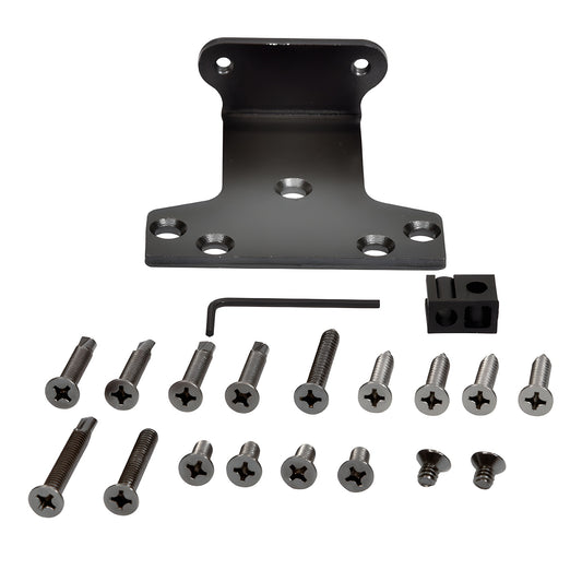 Black PR90PABBL mounting bracket kit with screws, hex key and small block - surface door closer accessory for regular arms