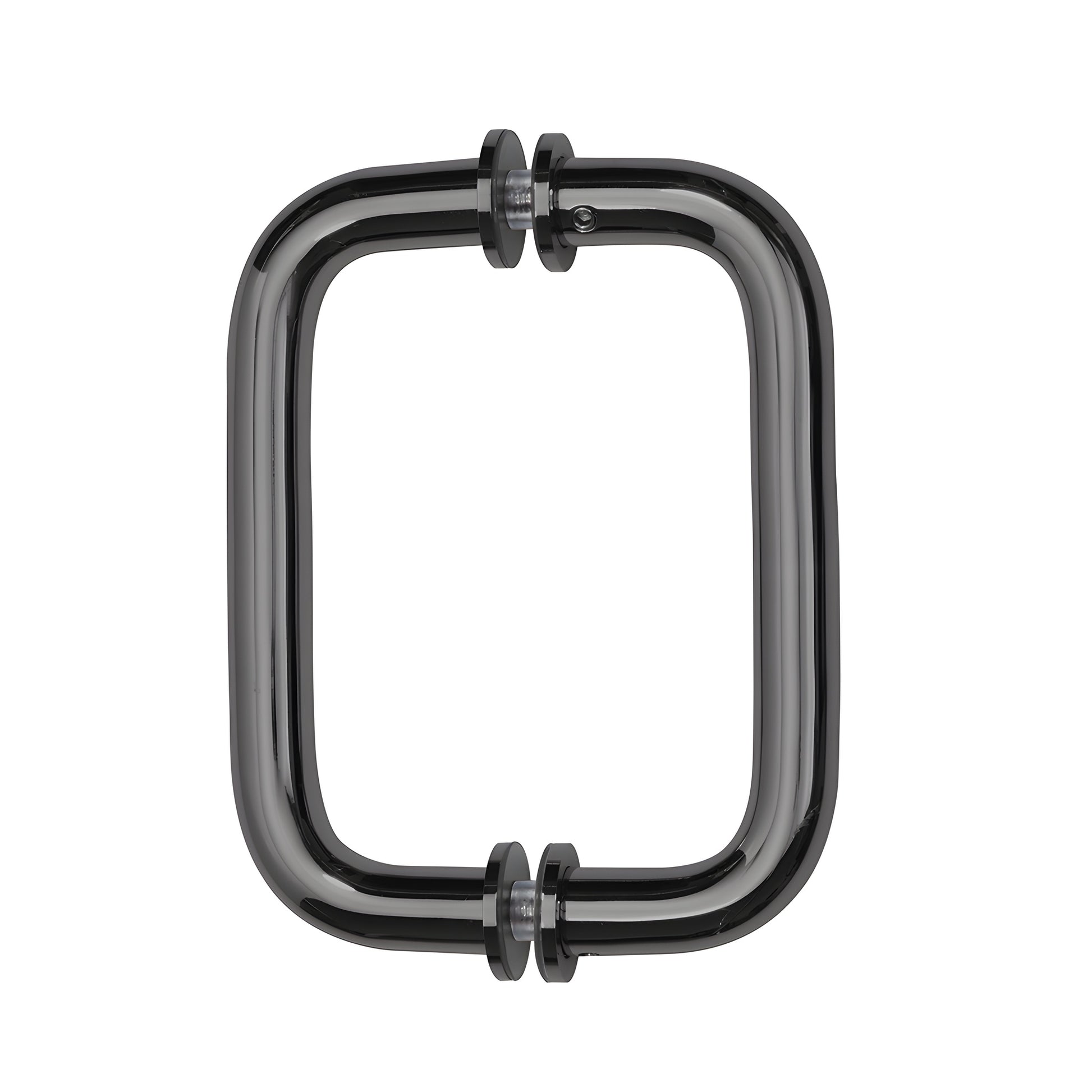 Gun metal tubular brass back-to-back shower pull handle, 3/4" tube, 6" center, fits 1/4-1/2" glass (SKU SDPR6GM)