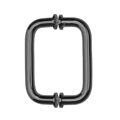 Gun metal tubular brass back-to-back shower pull handle, 3/4" tube, 6" center, fits 1/4-1/2" glass (SKU SDPR6GM)