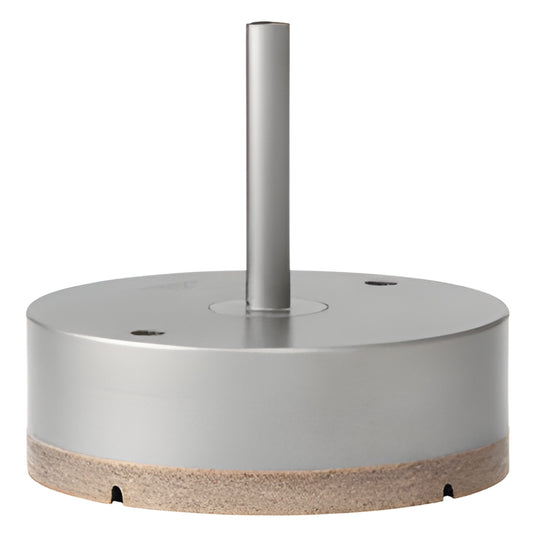 PD4 4" metal-bond diamond hole saw for glass - silver body with extra-long 3/8" reduced round shank.