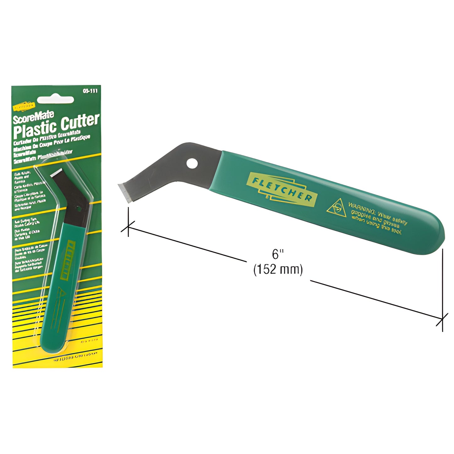 CRL Fletcher 6" (152 mm) plastic cutter, green vinyl grip, double-edge scoring tool - SKU HPC22.
