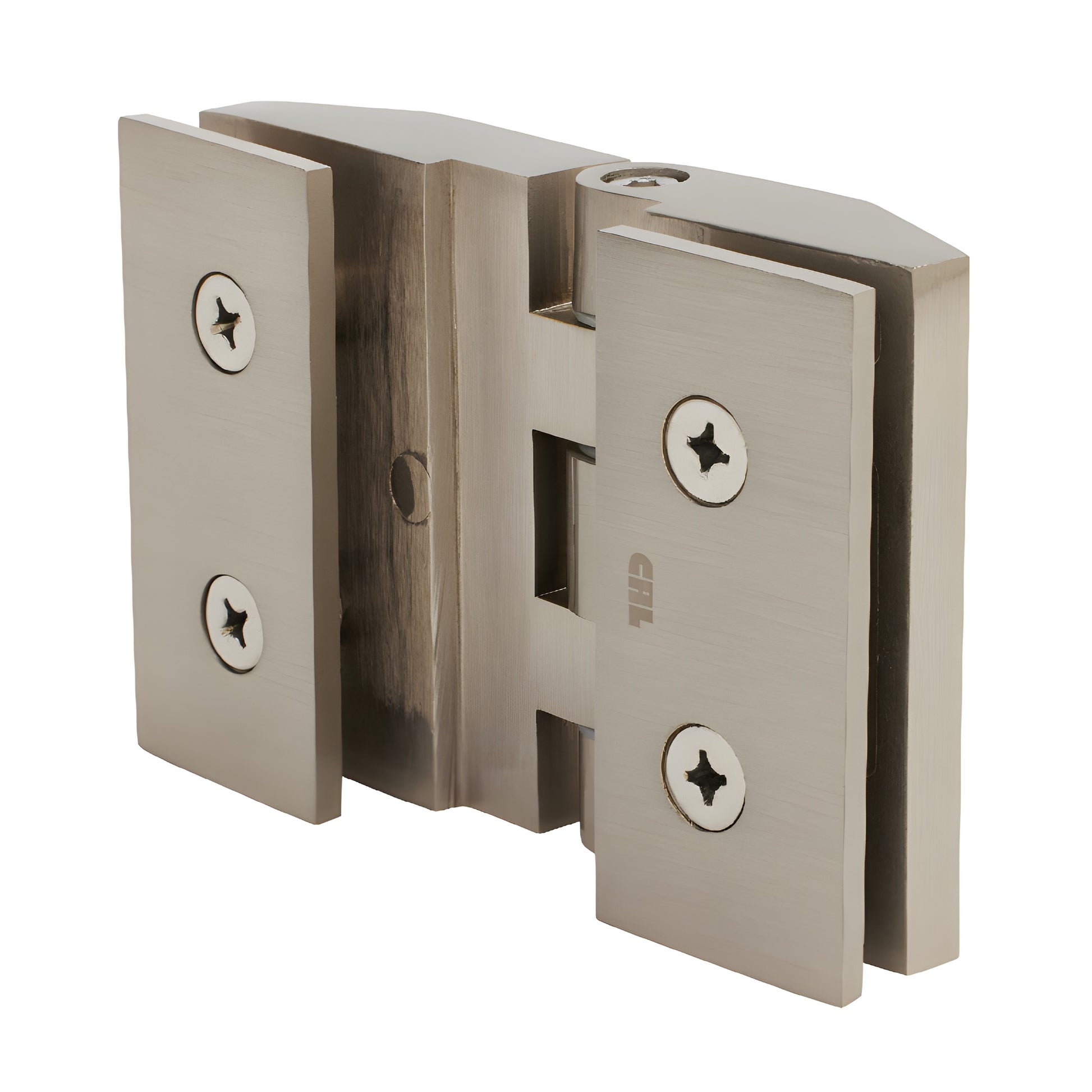 REG180BN Regal brushed-nickel adjustable glass-to-glass shower hinge, solid brass, square profile