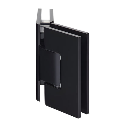 Gloss black solid brass 135 glass-to-glass squared shower hinge, SKU V1E045BL