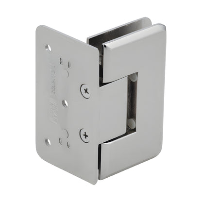 Polished nickel Cologne shower door hinge (brass) for 3/8-1/2" glass, offset wall-mount, SKU C0L044PN