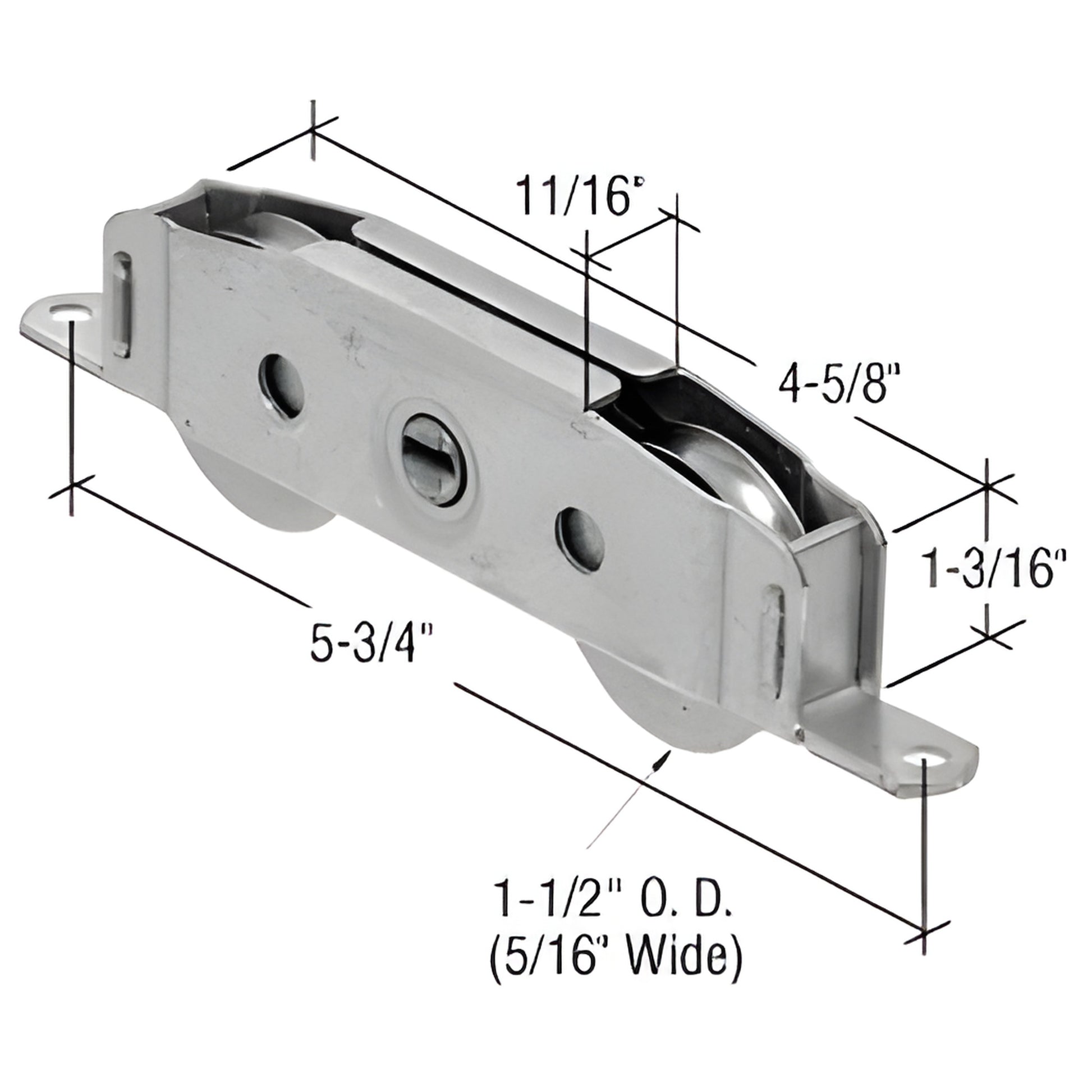 Stainless steel adjustable tandem roller assembly for sliding glass door, 5-3/4" housing - SKU D1910
