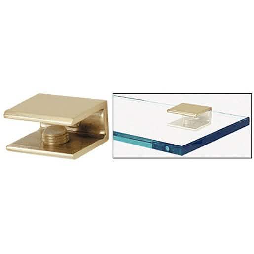 "CRL Polished Brass Square Interior Shower Shelf Clamp - Elegant, Durable Bathroom Fixture