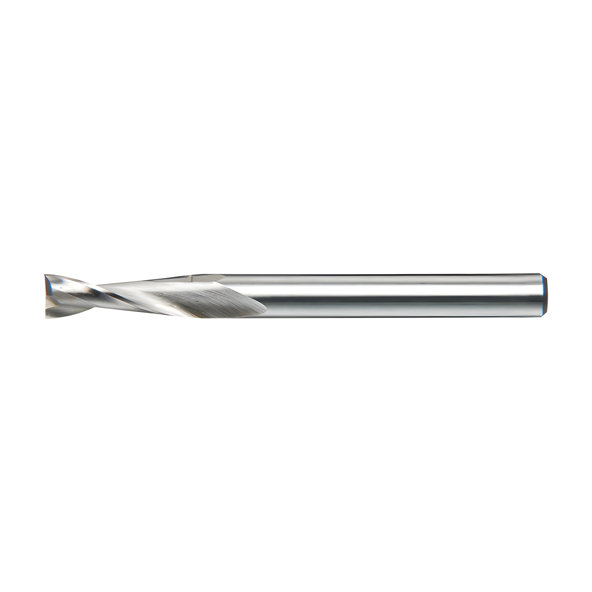 HSS spiral router bit SKU J40107 - 1/4" shank, 2.75" length, polished spiral flute for cutting aluminum