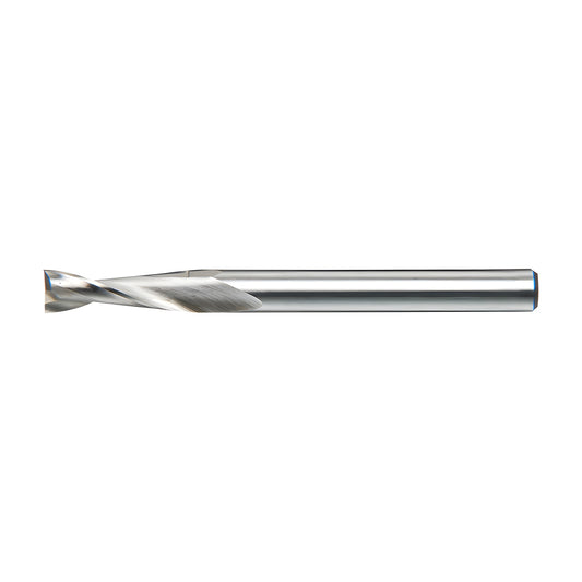 HSS spiral router bit SKU J40107 - 1/4" shank, 2.75" length, polished spiral flute for cutting aluminum