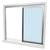 Florence 48 in satin anodized two-panel counter window, 1/4 in clear tempered glass, one sliding and one fixed panel.