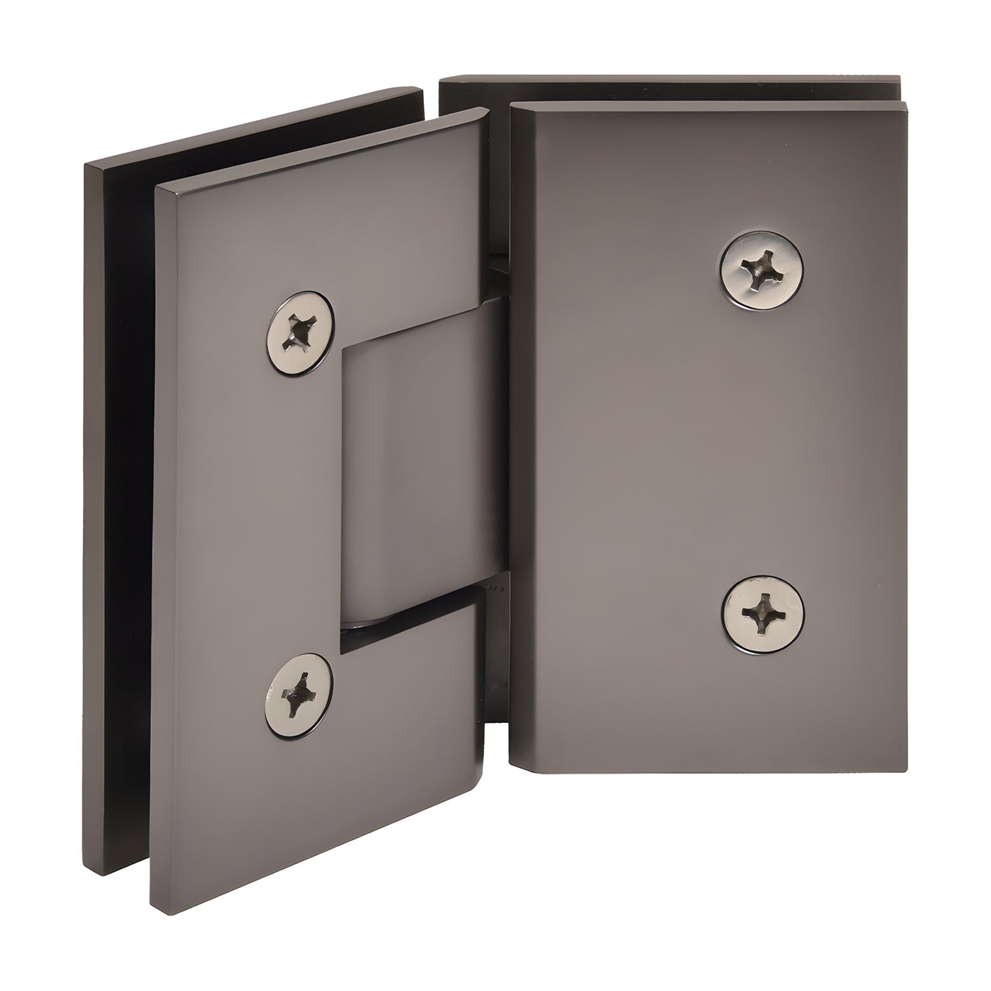 Matte gun metal Vienna 135 glass-to-glass brass shower hinge (V1E045MGM) for 3/8 to 1/2 in. glass