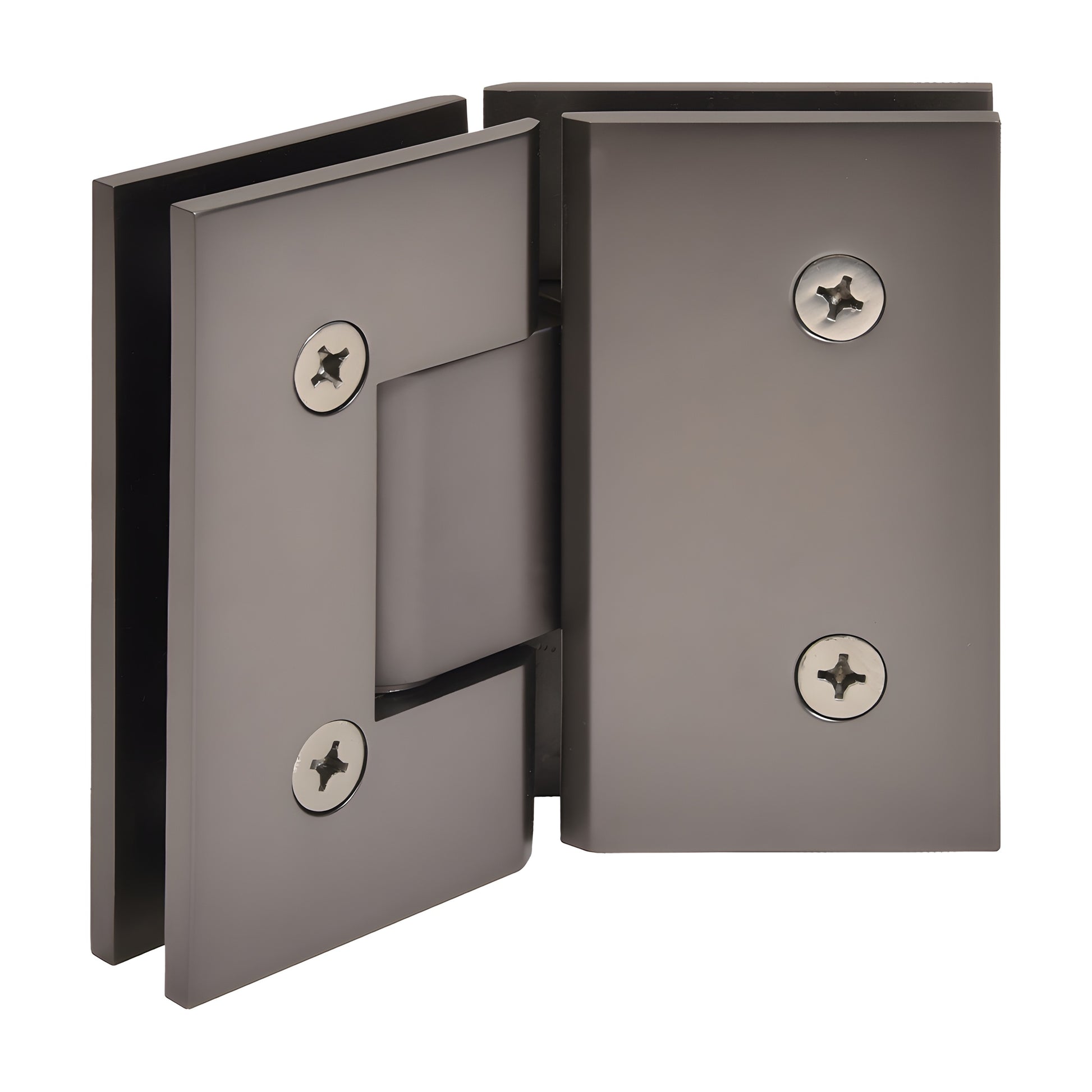 Matte gun metal Vienna 135 glass-to-glass brass shower hinge (V1E045MGM) for 3/8 to 1/2 in. glass