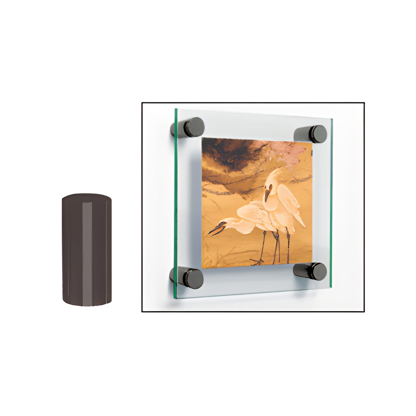 Gun metal 3/4 in brass standoff for glass signage, 1-1/2 in length, mounting hardware (SKU S0B34112GM)