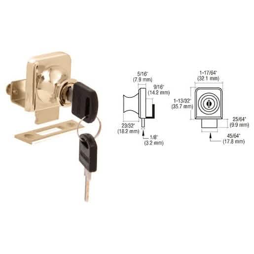 CRL Gold Plated Lock for 3/8" Glass Door - Secure, Stylish, Keyed Alike Lock Solution.