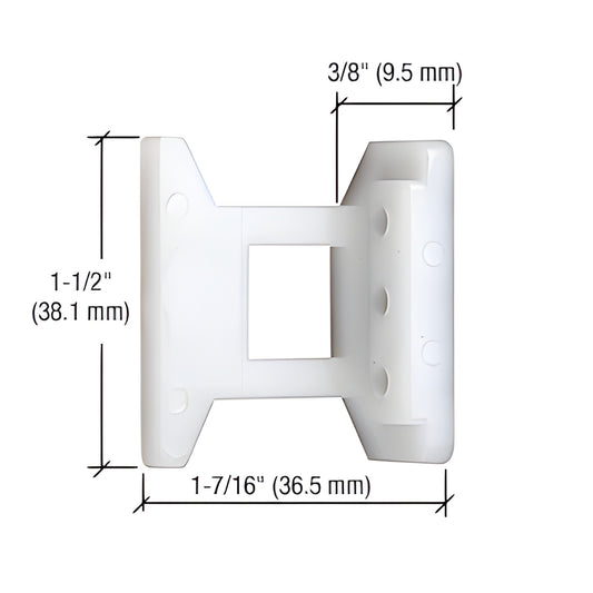 White CRL bolt guide J4520, plastic threshold/header guide 1-1/2" x 1-7/16" (38 36.5 mm), fits round or square bolt assemblie