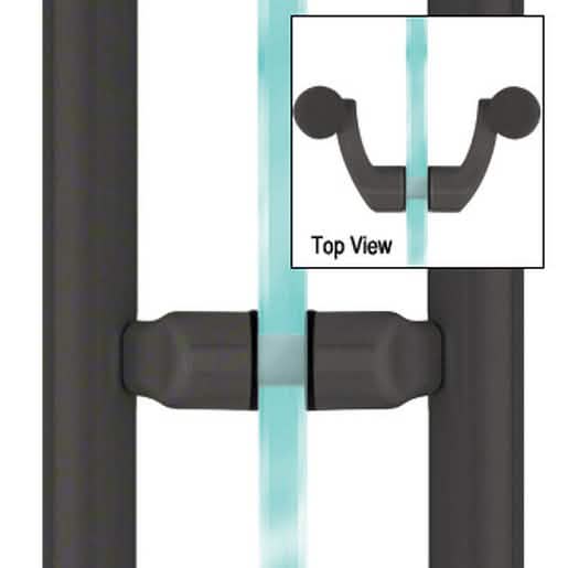 CRL Matte Black Offset Mount Mid-Post for Ladder Pulls - Sleek, Modern Hardware Solution