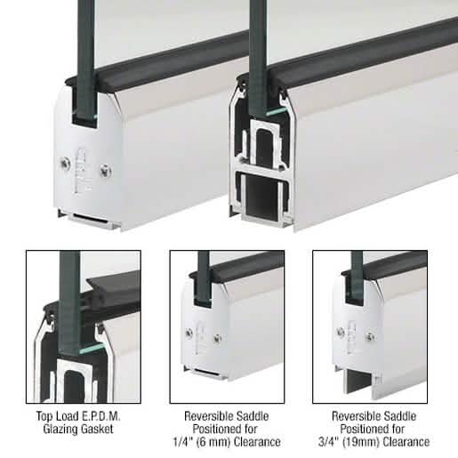 CRL Polished Stainless Low Profile Tapered Sidelite Rail, 120" Length, 2-5/16" Width