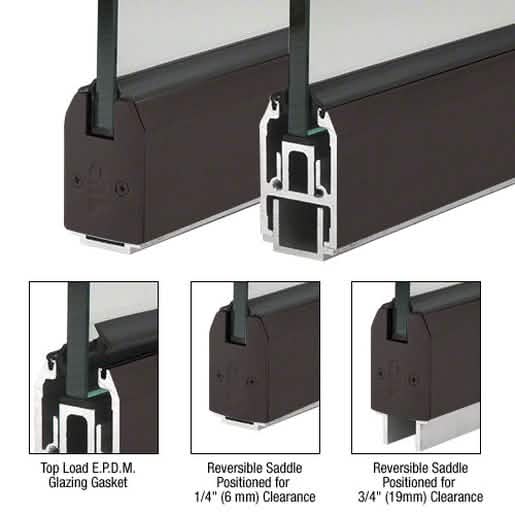 CRL Black Bronze Anodized Low Profile Tapered Sidelite Rail, 2-5/16"x120" Length