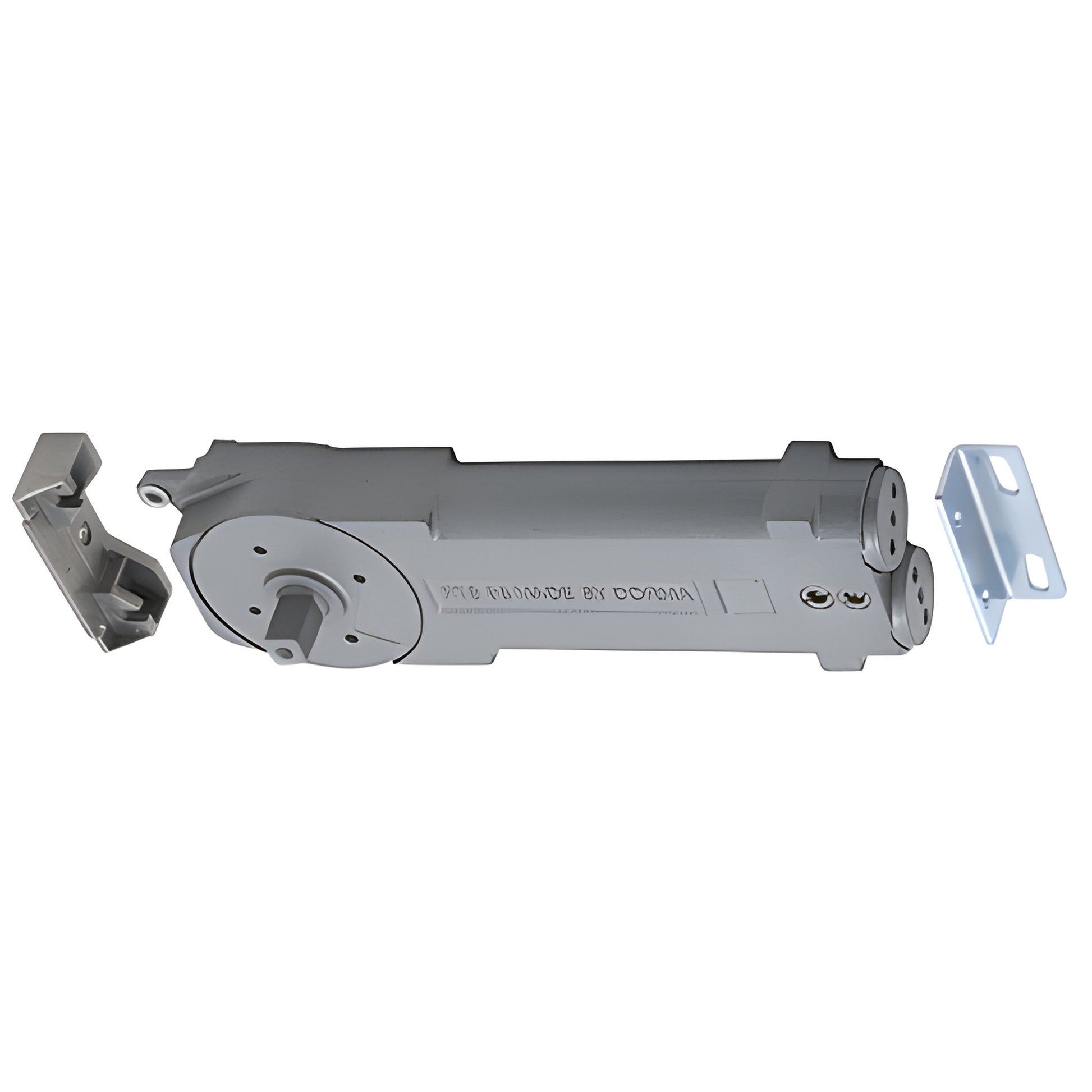 Dormakaba RTS8890XH03 overhead concealed door closer, silver cylindrical body with extended spindle and mounting brackets.
