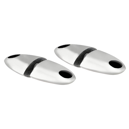 Brushed stainless steel mounting post VP2BS for Variant Series handles, oval cover with black rubber insert