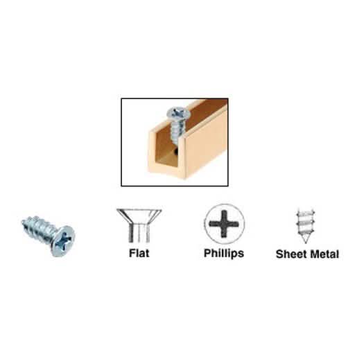 CRL Zinc Plated No.6 Flat Head Phillips Tapping Screws - 100/Box for Sheet Metal