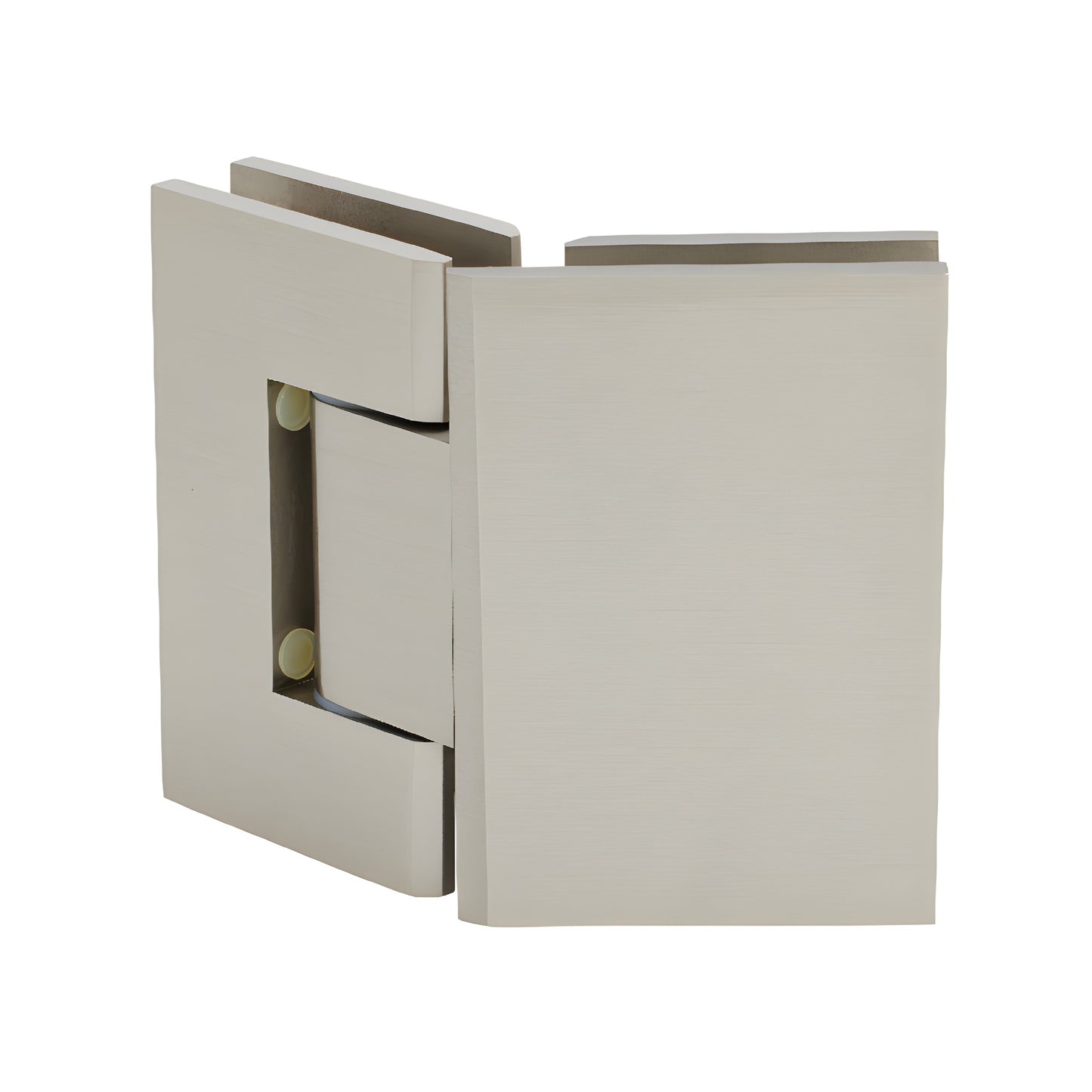 GEN345BN brushed nickel adjustable Geneva glass-to-glass shower hinge, brass, 135 option.