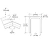 GRL10H3PS 135 polished 316 stainless steel cap-rail corner for 1/2 or 5/8 in (12/16 mm) glass