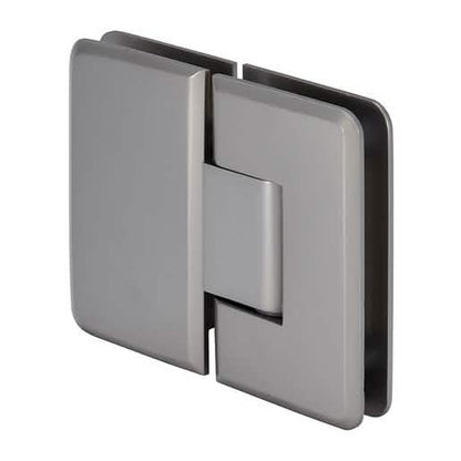 CRL Satin Nickel Cologne 180 Series Glass-to-Glass Hinge for seamless shower doors.