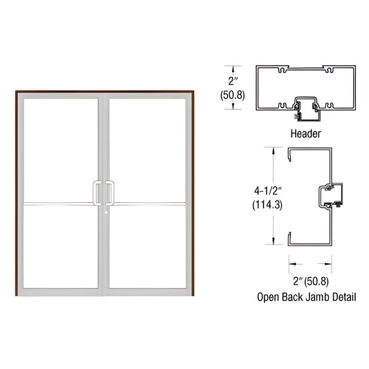 Double commercial glass door frame, Black Bronze Anodized, gear-hinge up-and-over with open-back jambs. SKU 0B72822