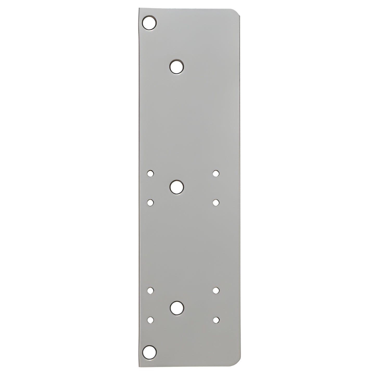 LCN 404018AL aluminum drop plate for door closers, for narrow top rails, 3-3/4 in tall, multiple mounting holes