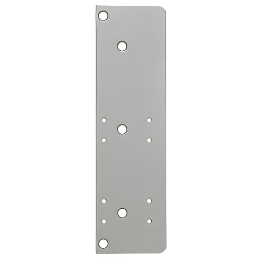 LCN 404018AL aluminum drop plate for door closers, for narrow top rails, 3-3/4 in tall, multiple mounting holes