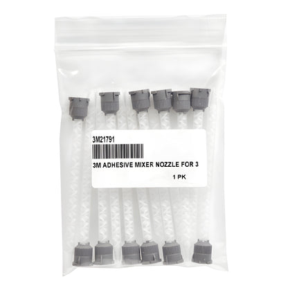 3M static mixer nozzle (SKU 3M21791), white plastic tapered mixer with gray twist-on cap, 6-1/8 in.