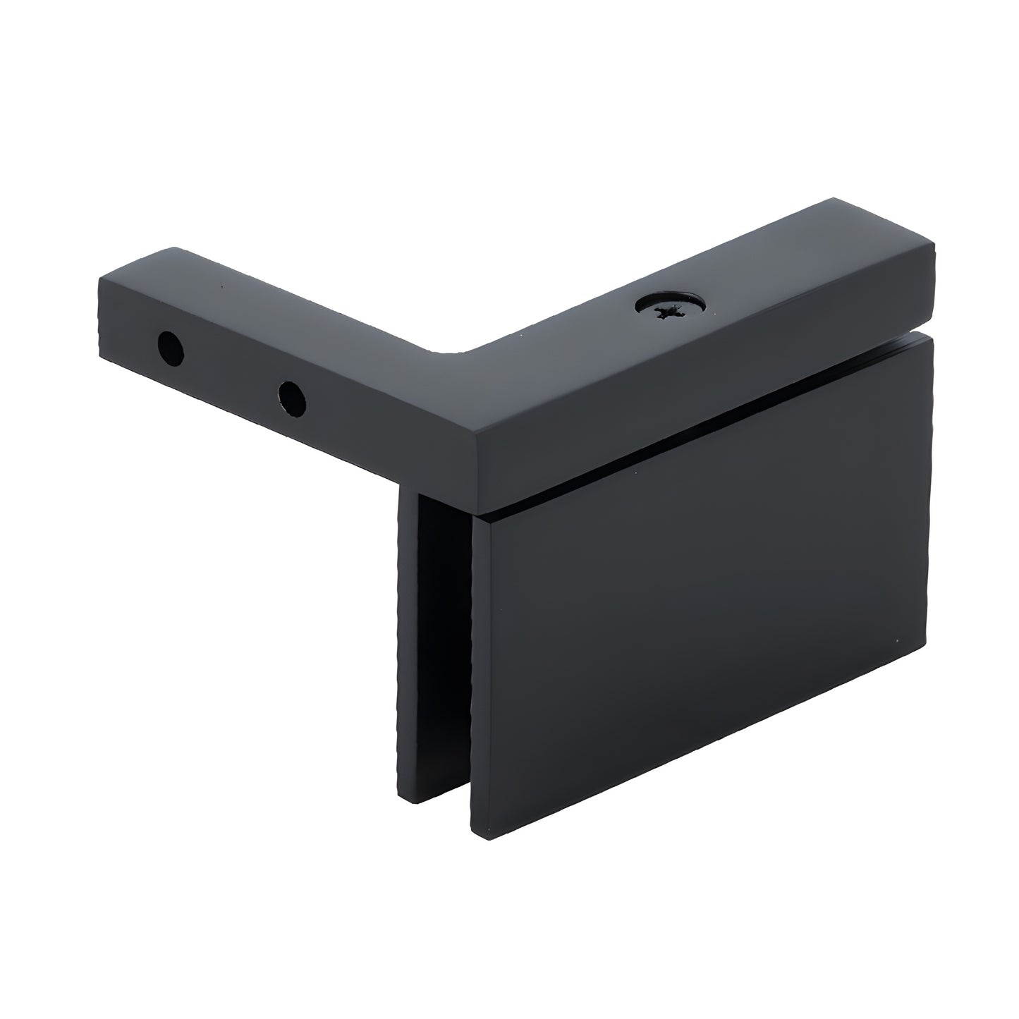 Matte black squared Cardiff pivot shower door hinge, left-hand wall-mount for 8-10mm glass (CAR05LMBL)