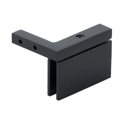 Matte black squared Cardiff pivot shower door hinge, left-hand wall-mount for 8-10mm glass (CAR05LMBL)