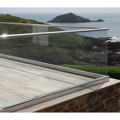 GR16PS polished stainless steel cap rail, 1.66 in (42 mm) diameter, internal channel, 120 in length