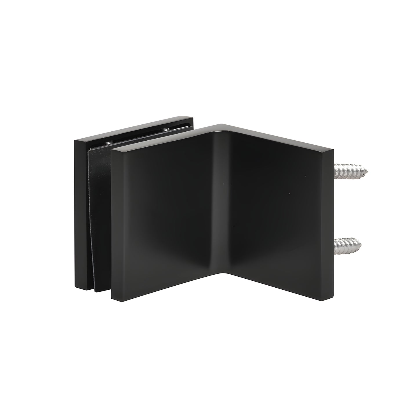 Matte black 90 brass frameless shower clamp for 3/8-1/2 inch glass, concealed hardware, low-profile square design