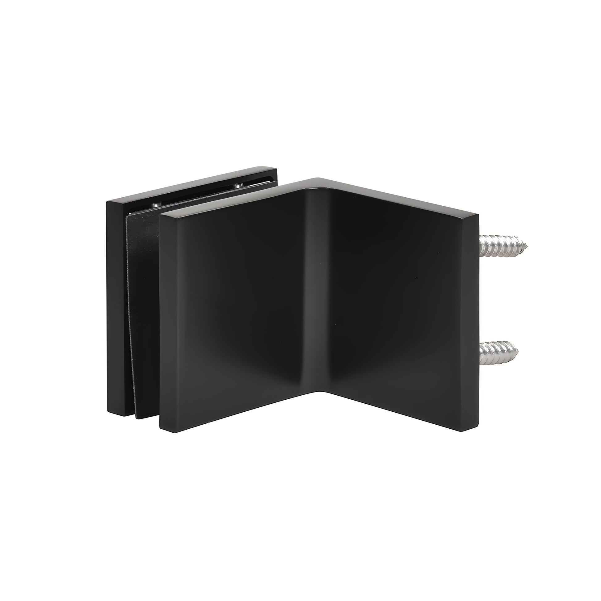 Matte black 90 brass frameless shower clamp for 3/8-1/2 inch glass, concealed hardware, low-profile square design